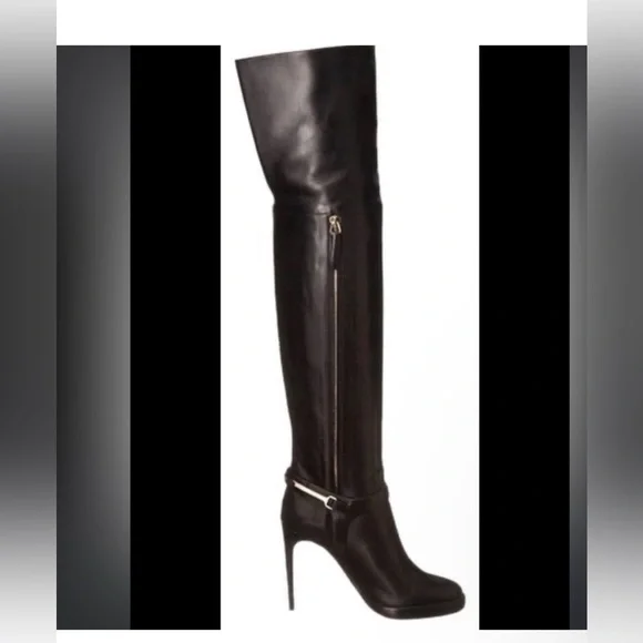 Black Burberry BarktolBuckle Platform Over the Knee High boots sz UK36 US 6 NWT - Picture 3 of 13